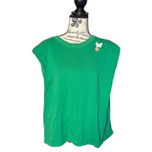 Aritzia Babaton Green Women's Shoulder Pad Top with Button & Butterfly Detail Lg